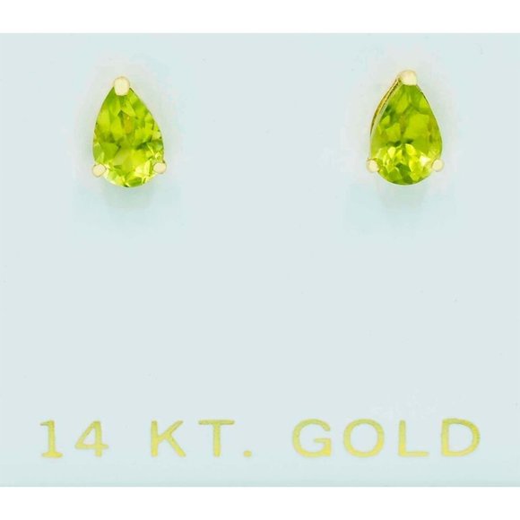 Genuine 1.24 Cts Peridot Stud Earrings 14k Yellow Gold - Picture 2 of 3